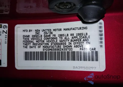 2006 Pontiac Vibe from USA, damaged, VIN 5Y2SM65896Z439720